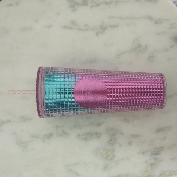 Starbucks Other - Starbucks 24oz Venti Pink Blue Ombré Grid Tumbler
